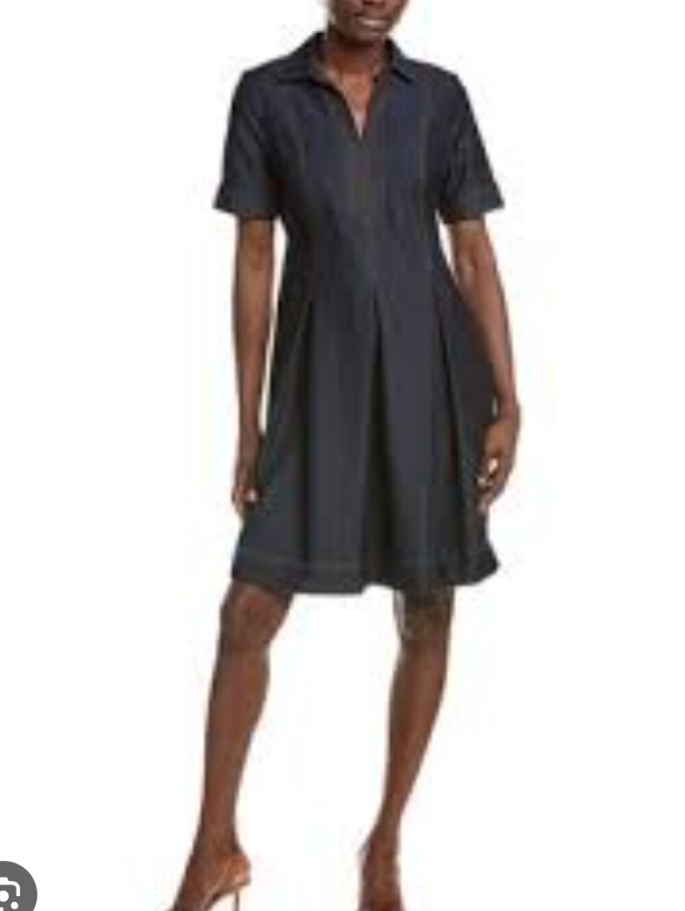 Nanette Lepore Suspect Italian Navy Contrast Top Stich Split Collared Mini Dress